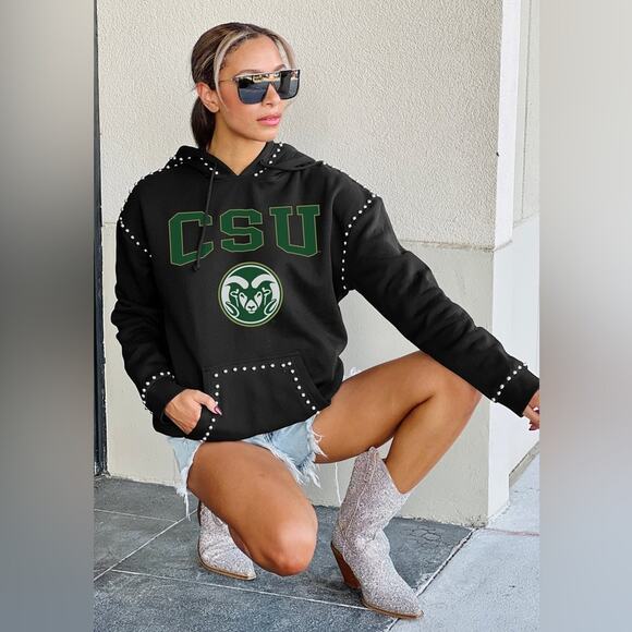 Gameday Couture Tops - Colorado State Rams Gameday Couture Women's Studded Pullover Hoodie - Black